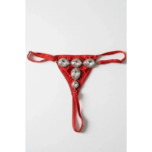 Kırmızı Renk Taş Detaylı Tanga