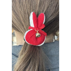 Kırmızı Renk Tavşan Figürlü Lastik Toka