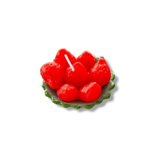 Kırmızı Ve Yeşil Renk Çilek Figürlü Kokulu Dekoratif Mum