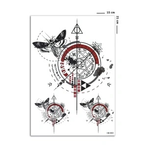 Kırmızılı Pusula Geçici Dövme Tattoo