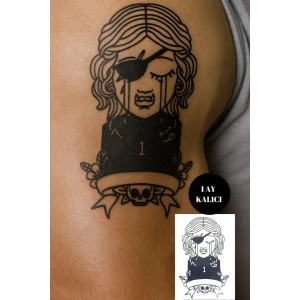 Korsan Kız Figürlü 12 Saat Sonra Kararan Geçici Mini Dövme Tattoo