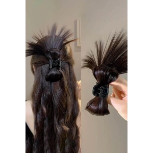 Koyu Kahve Renk Dağınık Topuz Detaylı Mandal Toka Ve Tel Toka