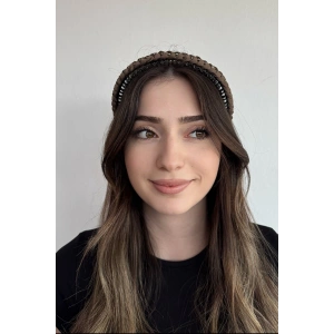 Koyu Kahve Renk Taş Detaylı Tarak Taç