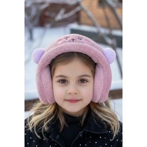 Koyu Pembe Renk Ayıcık Figürlü Peluş Kulaklık