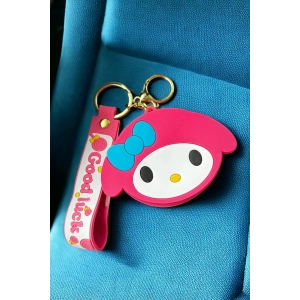 Koyu Pembe Renk Kedi Figürlü Anahtarlık/Cüzdan