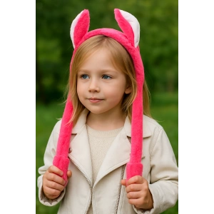 Koyu Pembe Renk Kulakları Oynayan Peluş Taç