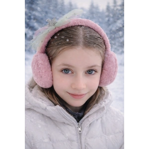 Koyu Pembe Renk Kurdele Figürlü Peluş Kulaklık