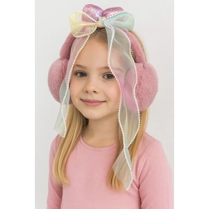 Koyu Pembe Renk Kurdele Figürlü Peluş Kulaklık