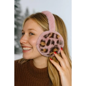Koyu Pembe Renk Leopar Detaylı Peluş Kulaklık
