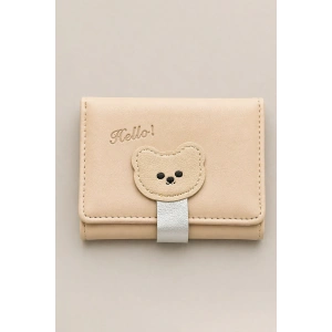 Krem Renk Ayıcık Figürlü Cüzdan/Kartlık