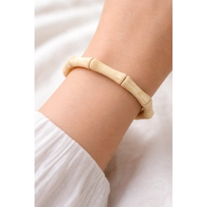 Krem Renk Boncuk Detaylı Bileklik
