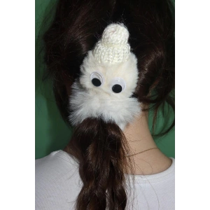 Krem Renk Canavar Figürlü Peluş Simit Toka