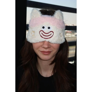 Krem Renk Canavar Figürlü Uyku Bandı