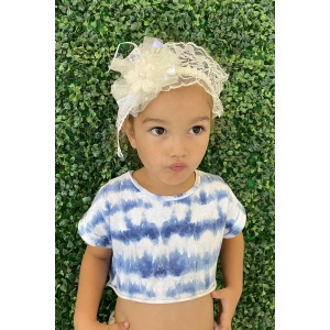 Krem Renk Çiçek Figürlü İnci Detaylı Saç Bandı