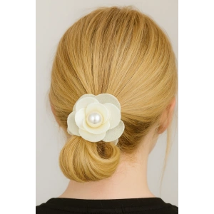 Krem Renk Çiçek Figürlü Simit Toka