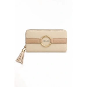 Krem Renk Deri Kadın Cüzdan