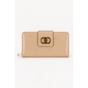 Krem Renk Deri Kadın Cüzdan