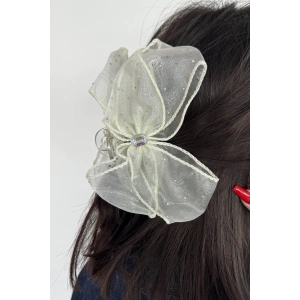 Krem Renk Kurdele Figürlü Mandal Toka