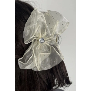 Krem Renk Kurdele Figürlü Mandal Toka