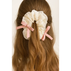 Krem Renk Kurdele Figürlü Simit Toka