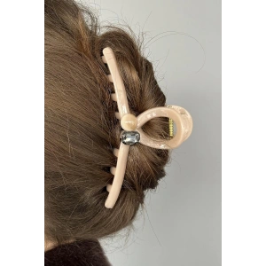 Krem Renk Taş Detaylı Mandal Toka