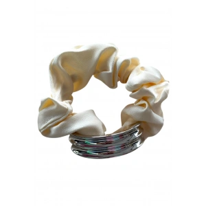 Krem Ve Gümüş Renk Metal Detaylı Simit Toka