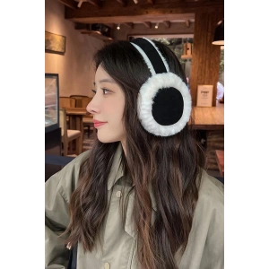 Krem Ve Siyah Renk Peluş Kulaklık