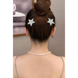 Kristal Taşlı Yıldız Figürlü Hayalet Toka Metal Yaylı Toka