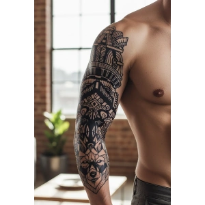 Kurt Figürlü 12 Saat Sonra Kararan Geçici Kol Dövme Tattoo