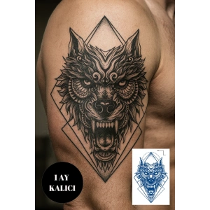 Kurt Figürlü 12 Saat Sonra Kararan Geçici Orta Dövme Tattoo