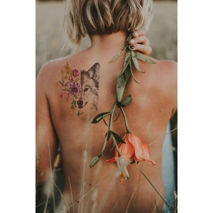 Kurt ve Çiçek Geçici Dövme Tattoo