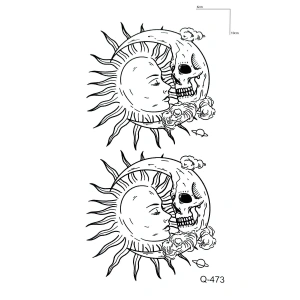 Kurukafa Güneş Ve Ay Mini Geçici Dövme Tattoo