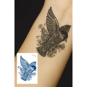 Kuş Figürlü 12 Saat Sonra Kararan Geçici Dövme Tattoo