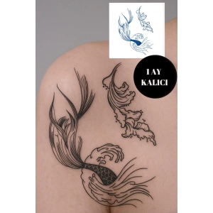 Kuyruk Ve Dalga Figürlü 12 Saat Sonra Kararan Geçici Mini Dövme Tattoo