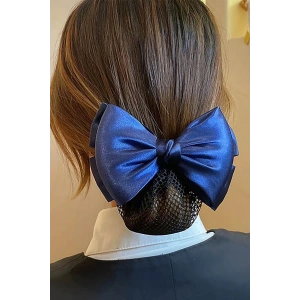 Lacivert Renk Kurdele Figürlü Bale Tokası Otomat Klipsli File Toka