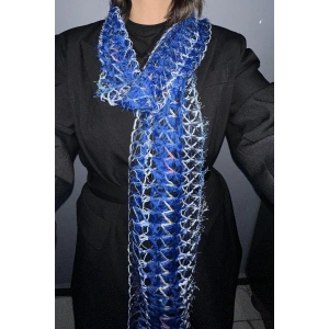 Lacivert Renk Örgü Detaylı Şal