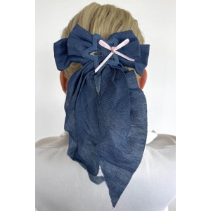 Lacivert Renk Yıldız Figürlü Kurdele Otomat Toka