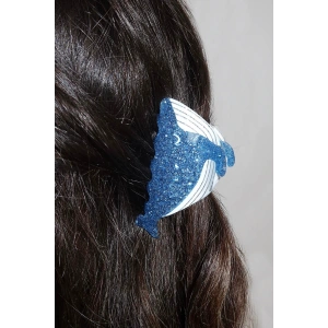 Lacivert Ve Beyaz Renk Balina Figürlü Kemik Mandal Toka