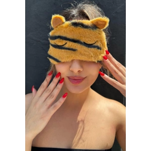 Leopar Desenli Kulak Detaylı Peluş Uyku Bandı