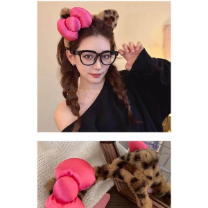 Leopar Desenli Kurdele Figürlü Peluş Taç