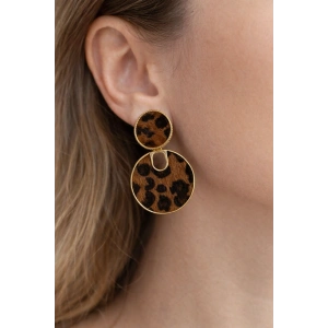 Leopar Figürlü Sallantılı Küpe (Çift)