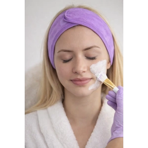 Lila Renk Cırt Bantlı Havlu Saç Bandı