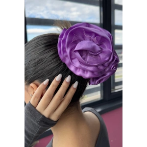 Lila Renk Gül Detaylı Mandal Toka