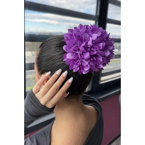 Lila Renk Kasımpatı Çiçeği Detaylı Mandal Toka