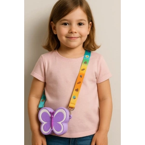 Lila Renk Kelebek Figürlü Pop-it Çocuk Çanta