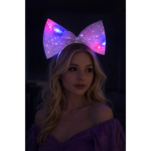 Lila Renk Pullu Kurdele Figürlü Işıklı Taç