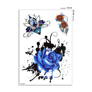 Mavi Gül Geçici Dövme Tattoo