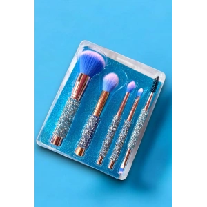 Mavi Renk 5li Sim Detaylı Makyaj Fırçası Seti