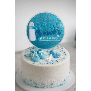 Mavi Renk Baby Shower Pasta Süsü