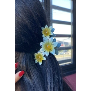 Mavi Renk Çiçek Figürlü Mandal Toka